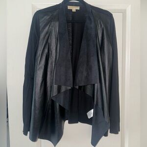 Michael Kors Suede/Faux Leather Cardigan